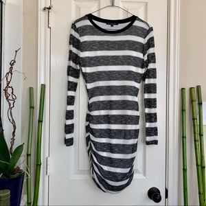 Green Envelope Black/White Striped Sweater Dress